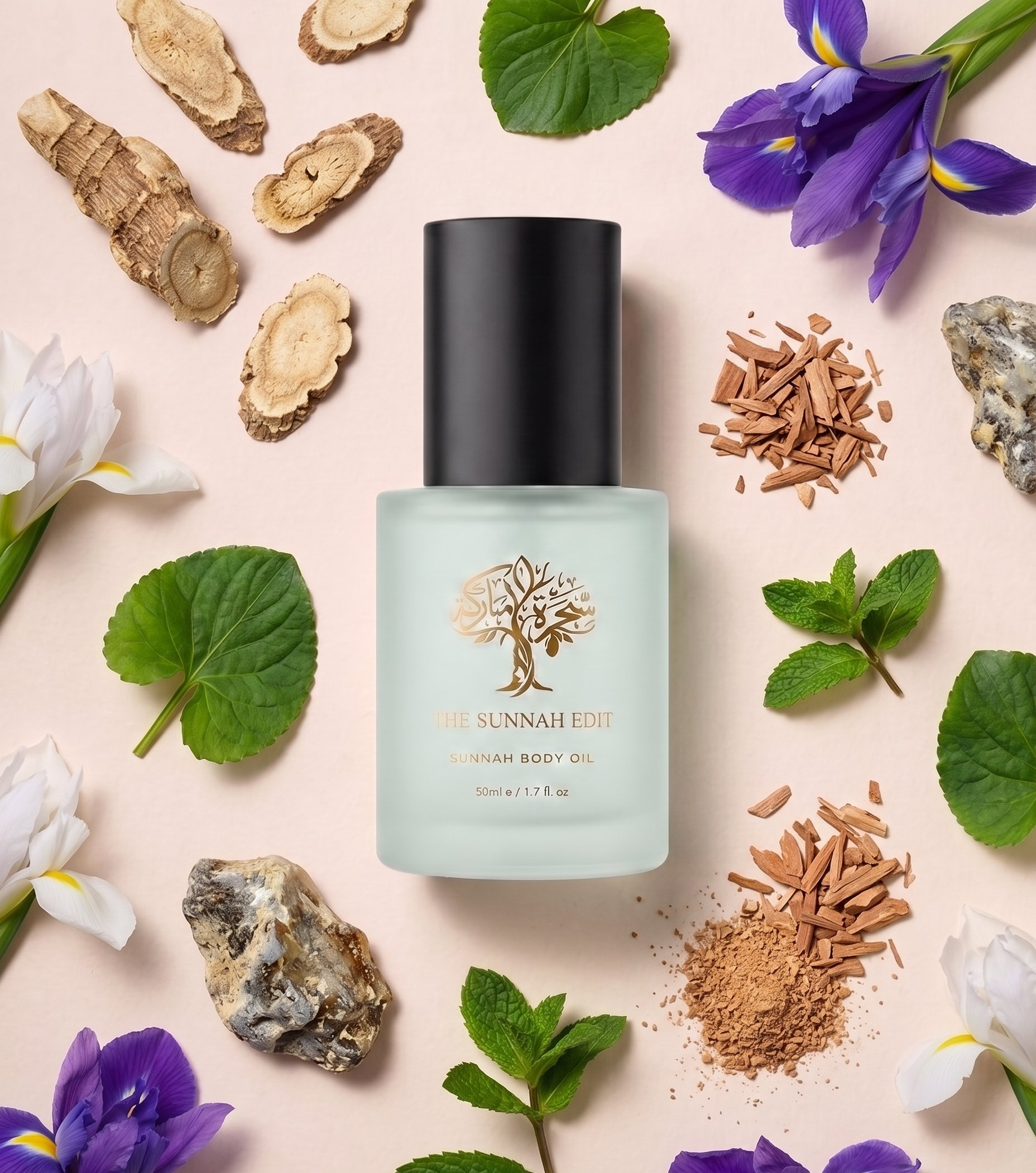 Bashasha body oil, styled