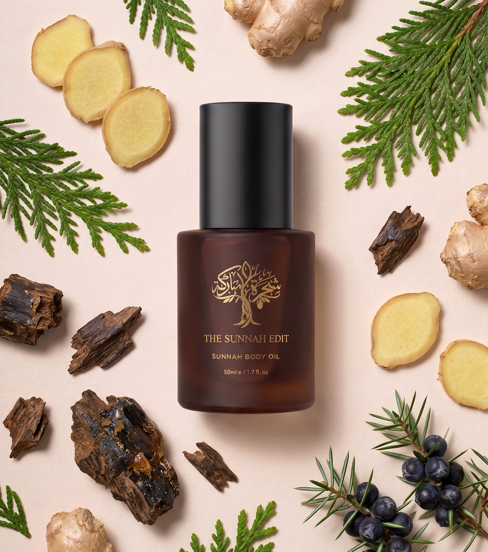 Haybah body oil, styled
