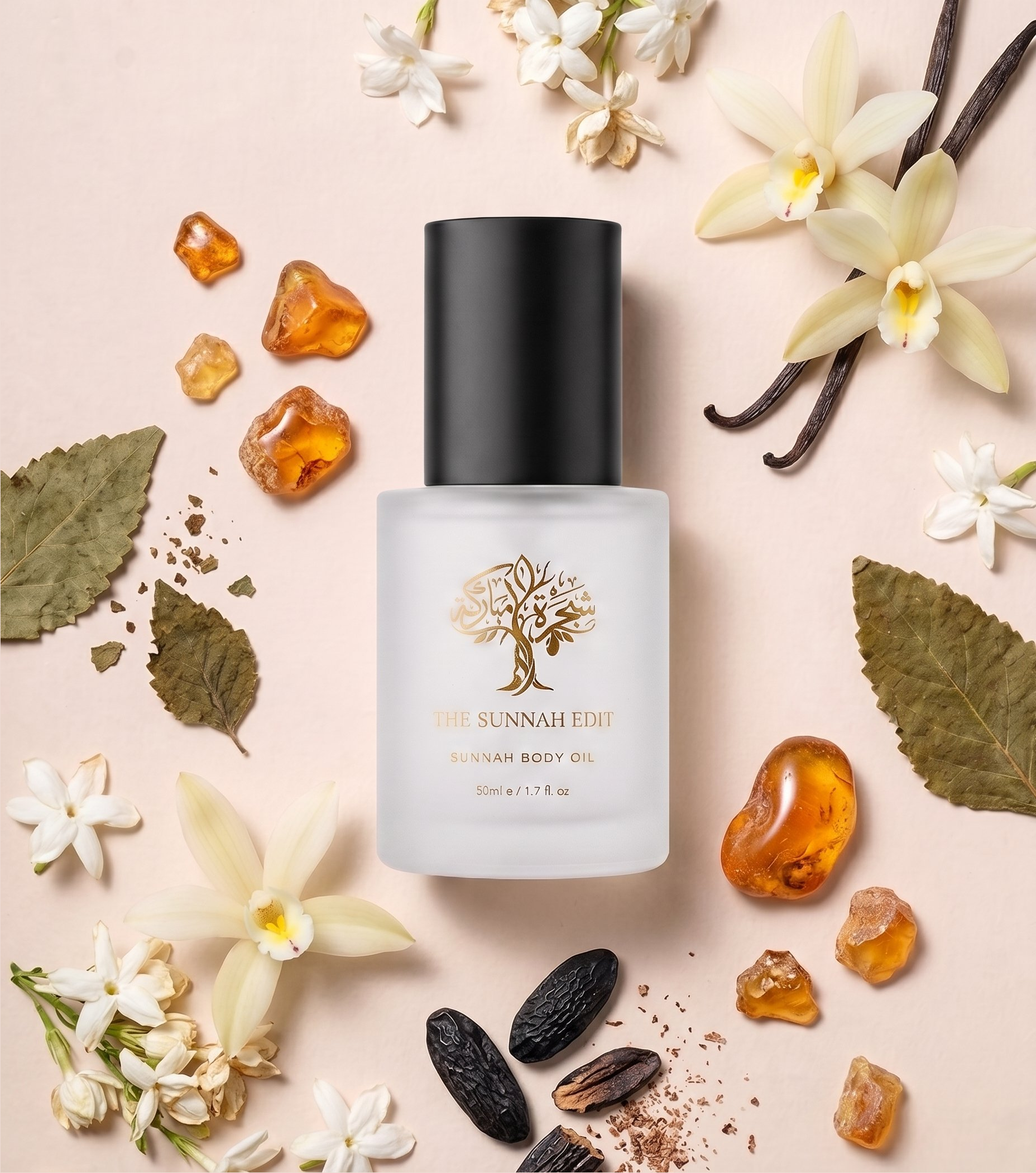 Nur body oil, styled